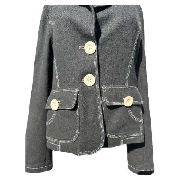 Marcelle Renee Classic Women's Blazer Wool Black Size L - Picture 3 of 12